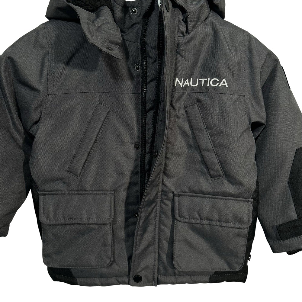 Nautica Toddler Boys Snorkel Snow Jacket Size 3T Gray Black Water Resistant Coat - Picture 3 of 9